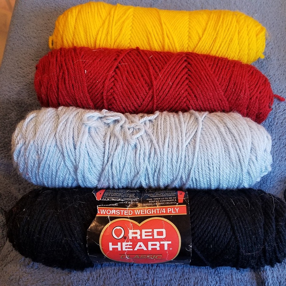 Red Heart Yarn Worsted 4 Ply Bundle OS Multicolor Good Acrylic 4 Skeins Lot